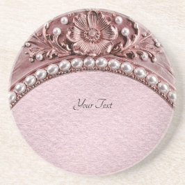 Pink Flower Sandstone Coaster Getränkeuntersetzer