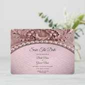 Pink Flower Save The Date (Stehend Vorderseite)
