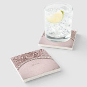 Pink Flower Stone Coaster Steinuntersetzer (Seitenansicht)
