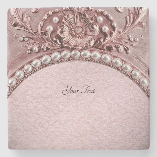 Pink Flower Stone Coaster Steinuntersetzer (Vorderseite)