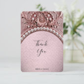 Pink Flower Thank You Card Dankeskarte (Stehend Vorderseite)