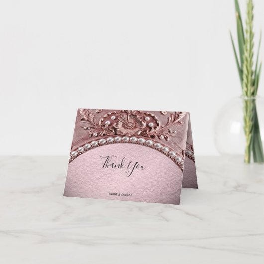 Pink Flower Thank You Card Dankeskarte (Vorderseite)