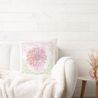 "Pink Flower Throw Pillow" Kissen
