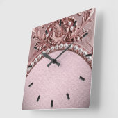 Pink Flower Wall Clock Quadratische Wanduhr (Winkel)