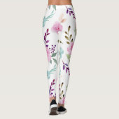 Pink flower watercolor seamless leggings (Rückseite)