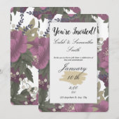 Pink Flower Wedding Invitation Einladung (Vorne/Hinten)