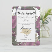 Pink Flower Wedding Invitation Einladung (Stehend Vorderseite)