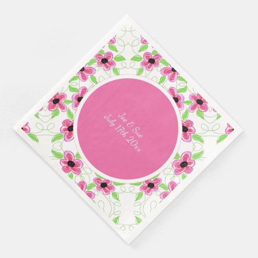 Pink Flower Wedding Serviette (Ecke)