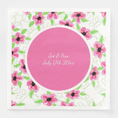 Pink Flower Wedding Serviette (Vorderseite)
