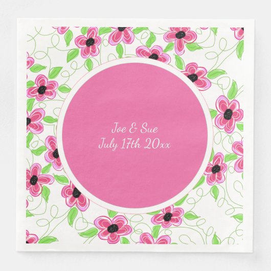 Pink Flower Wedding Serviette (Vorderseite)