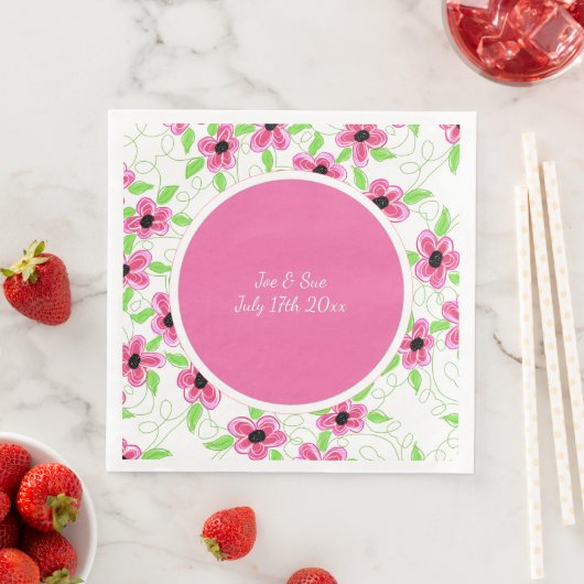 Pink Flower Wedding Serviette (Beispiel)