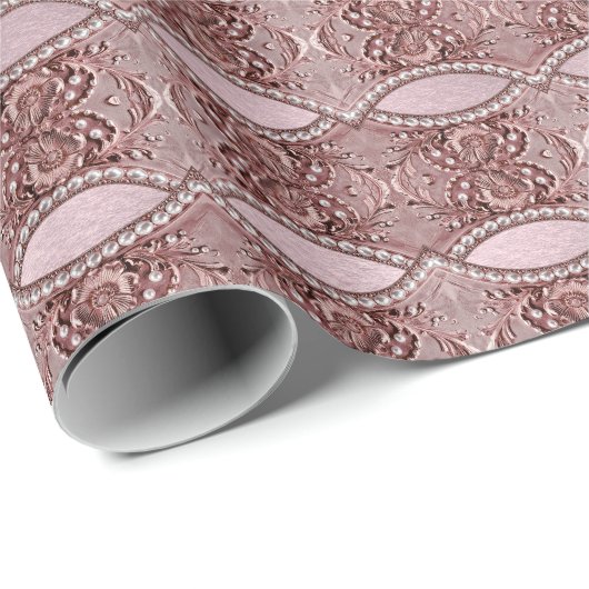 Pink Flower Wrapping Paper Geschenkpapier (Rolleneckpunkt)