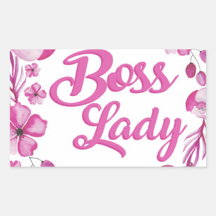 Pink Flower y Boss Lady Design Rechteckiger Aufkleber