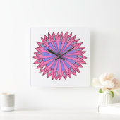 Pink Flowerburst Quadratische Wanduhr (Zuhause)