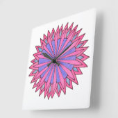 Pink Flowerburst Quadratische Wanduhr (Winkel)