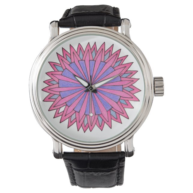 Pink Flowerburst Watch Armbanduhr (Vorderseite)