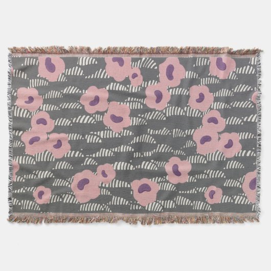 Pink Flowers Abstract Blooms Mid-century Art Deco Decke (Vorderseite)