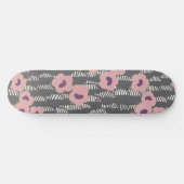 Pink Flowers Abstract Blooms Mid-century Art Deco Skateboard (Horizontal)