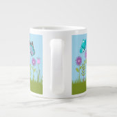 Pink Flowers and Butterfly All-Over Print Jumbo-Tasse (Rückseite)