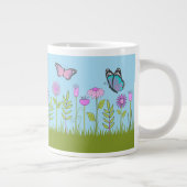 Pink Flowers and Butterfly All-Over Print Jumbo-Tasse (Rechts)
