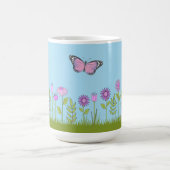 Pink Flowers and Butterfly All-Over Print Kaffeetasse (Mittel)
