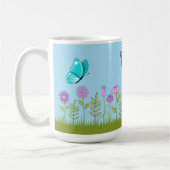 Pink Flowers and Butterfly All-Over Print Kaffeetasse (Links)