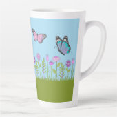 Pink Flowers and Butterfly All-Over Print Milchtasse (Rechts)