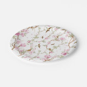 pink flowers and green leaves pappteller (Schrägansicht)