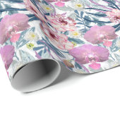 Pink flowers and orchid. geschenkpapier (Rolleneckpunkt)