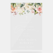 Pink Flowers, Boho, First Holy Communion Welcome Acrylschild (Vorderseite)