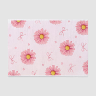 Pink flowers, bows, and hearts seidenpapier