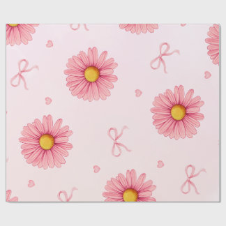 Pink flowers, bows, and hearts tissue paper geschenkpapier
