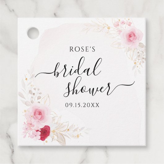 Pink Flowers Bridal Shower Geschenkanhänger (Vorderseite)