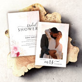 Pink Flowers Bridal Shower Photo Einladung