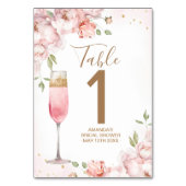 Pink Flowers Brunch & Bubbly Bridal Shower  Tischnummer (Rückseite)