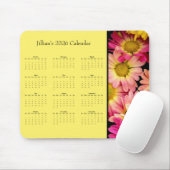 Pink Flowers: Customizable full year 2026 calendar Mousepad (Mit Mouse)