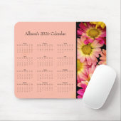 Pink Flowers: Customize full year 2026 calendar Mousepad (Mit Mouse)