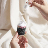 Pink Flowers Diamond Glitter Black Product Label Adressaufkleber