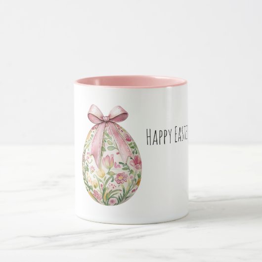Pink Flowers Easter Egg Bow Tasse (Zentrum)