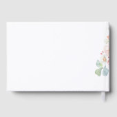 Pink Flowers Elegant Romantic Greenery Wedding Gästebuch (Rückseite)