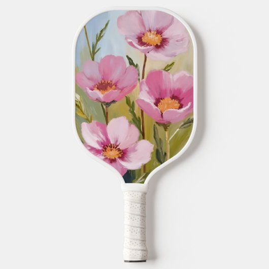 Pink Flowers | Floral Watercolor Painting Pickleball Schläger (Vorderseite)