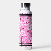 Pink Flowers for Girls | Personalized Name, Floral Trinkflasche (Rechts)