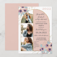 Pink Flowers Glitter Confetti Foto Graduation