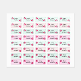 Pink Flowers Kids' Name Clothing School Labels Etiketten