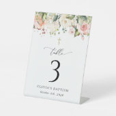 Pink Flowers, White Flowers, Baptism Table Numbers Sockelschild (Vorderseite)