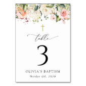 Pink Flowers, White Flowers, Baptism Table Numbers Tischnummer (Vorderseite)