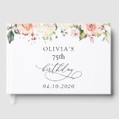 Pink Flowers, White Flowers, Boho, Birthday Gästebuch (Vorderseite)