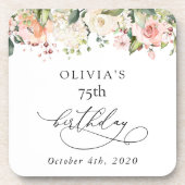 Pink Flowers, White Flowers, Boho, Birthday Getränkeuntersetzer (Vorderseite)