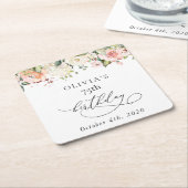 Pink Flowers, White Flowers, Boho, Birthday Rechteckiger Pappuntersetzer (angewinkelt)