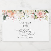 Pink Flowers, White Flowers, Boho, Birthday Schaumweinetikett (Einzelnes Label)